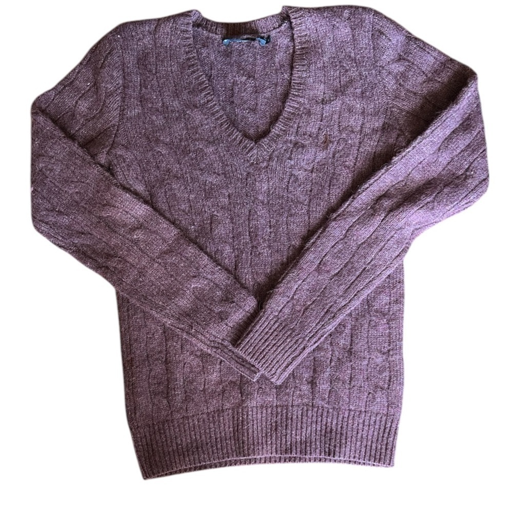 Vintage Ralph Lauren Size Small Wool Cashmere Purple Cable Knit Sweater